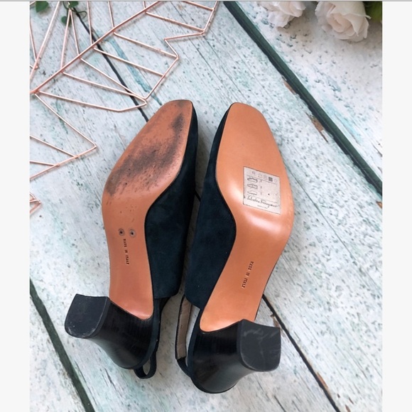 Salvatore Ferragamo Black Suede Heels - Picture 5 of 8